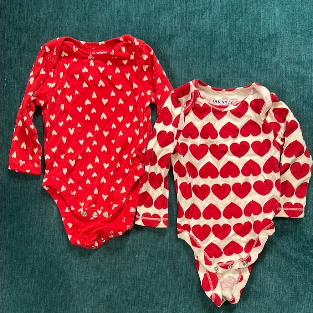 Old Navy Red and White Heart Bodysuits